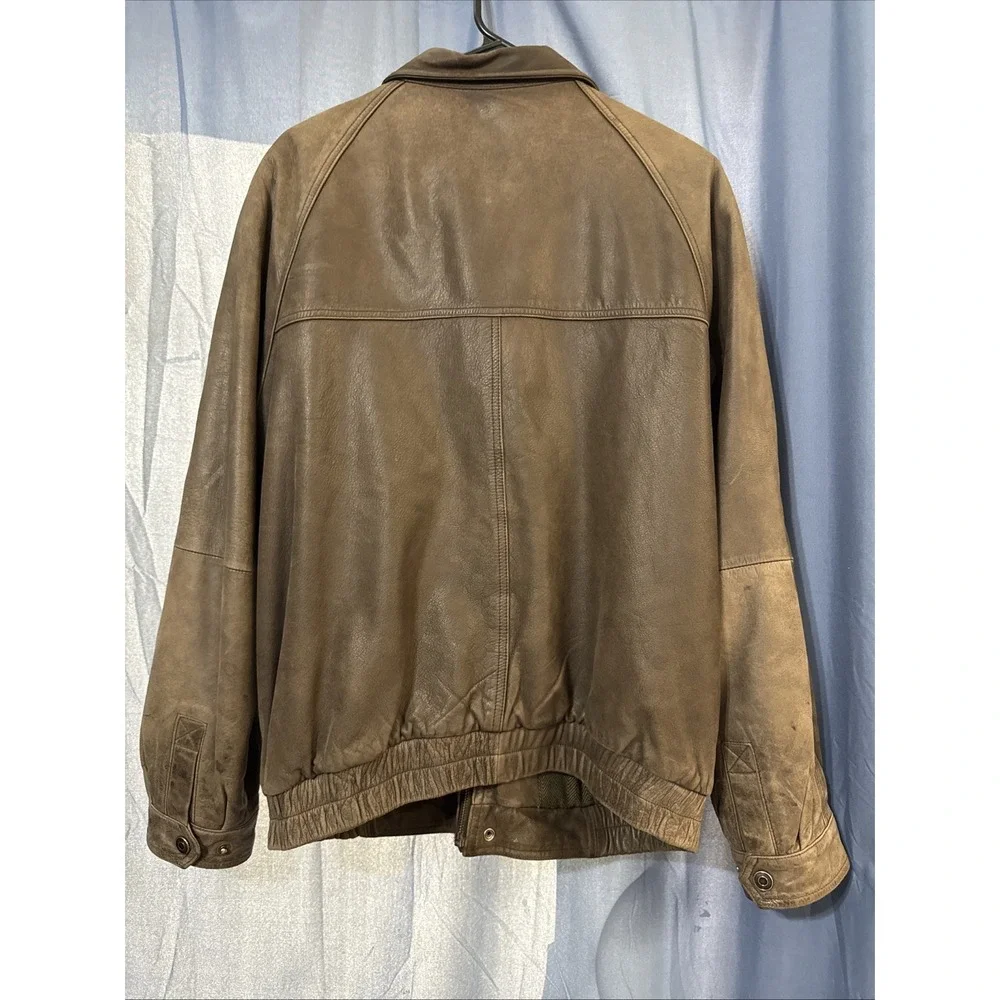 Vintage John Ashford Leather Brown Bomber Jacket Men's Medium
